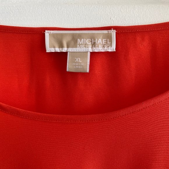 MICHAEL KORS | Women's Side Tie Long Sleeve Scoop Neck Top | Color: Oran… - Picture 4 of 4